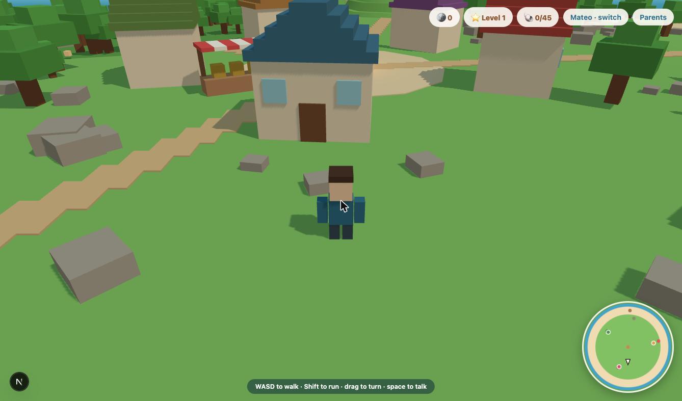 A blocky 3D village in Buddy Bay